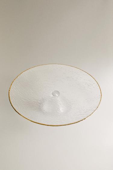 RAISED GLASS SERVING DISH WITH GOLD RIM - Transparent by Zara - Image 1