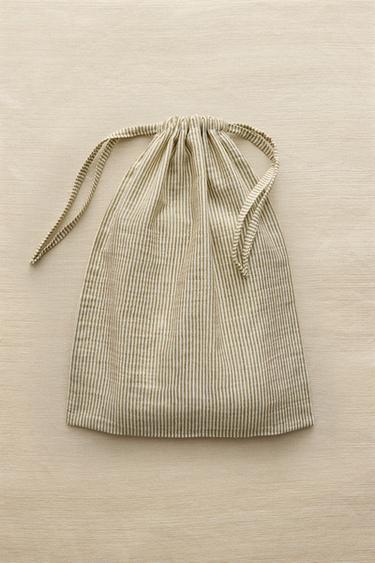 STRIBET VASKETØJSPOSE I MUSSELIN TIL BØRN - grøn fra Zara