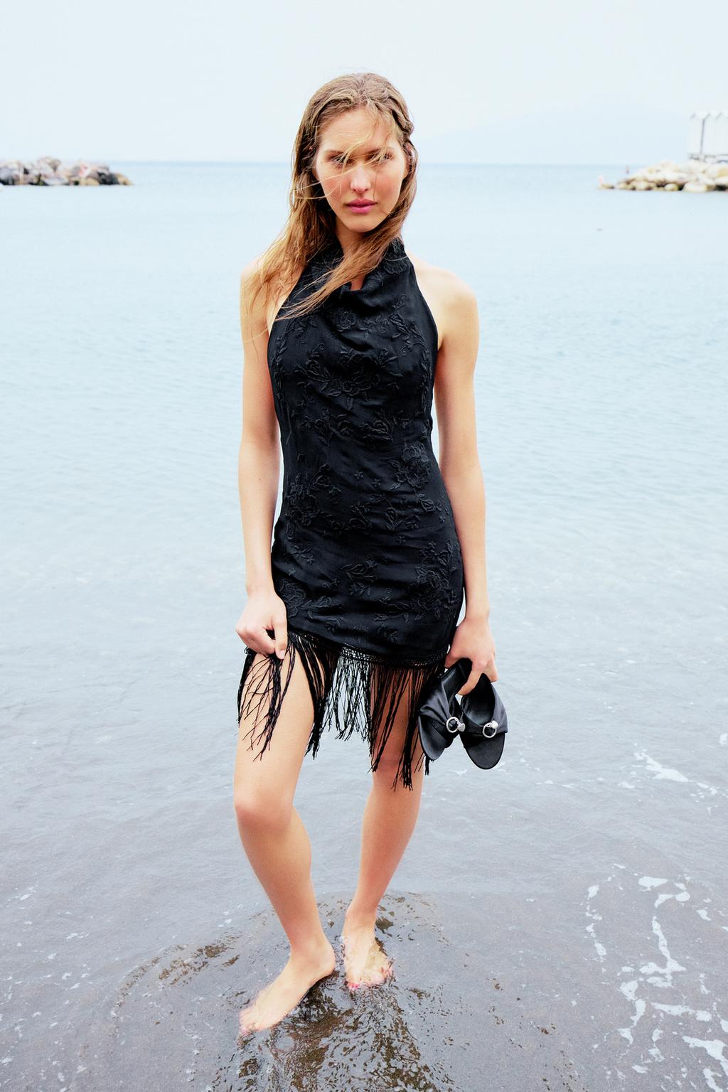 Thumbnail image for HALTER DRESS WITH EMBROIDERY AND FRINGING