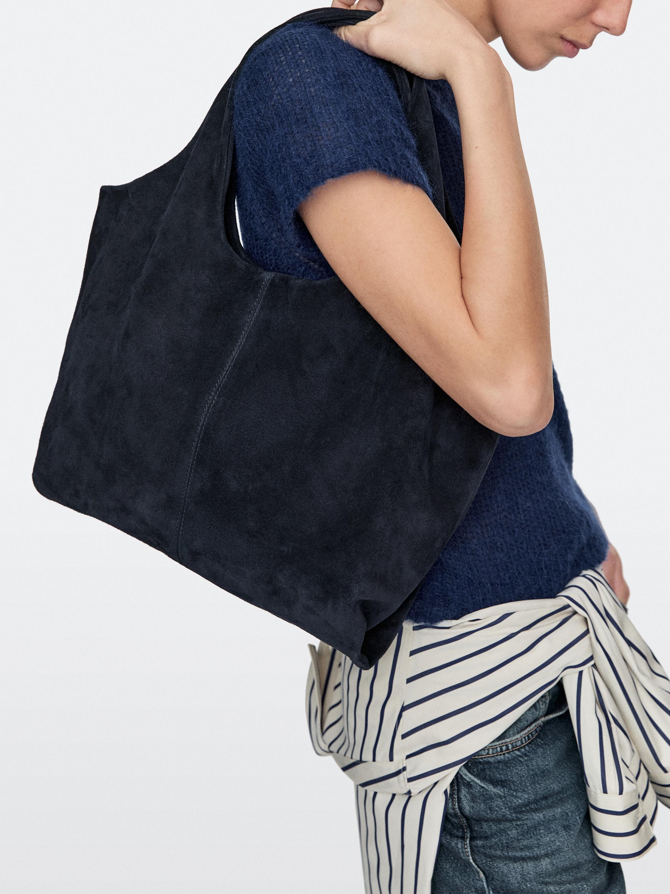 Medium split leather shopper bag