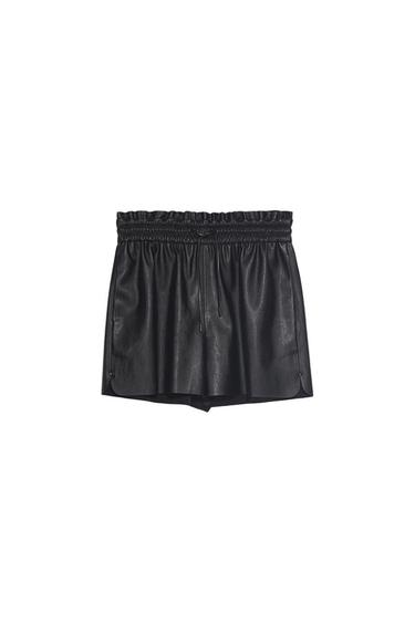 FAUX LEATHER BERMUDA SHORTS