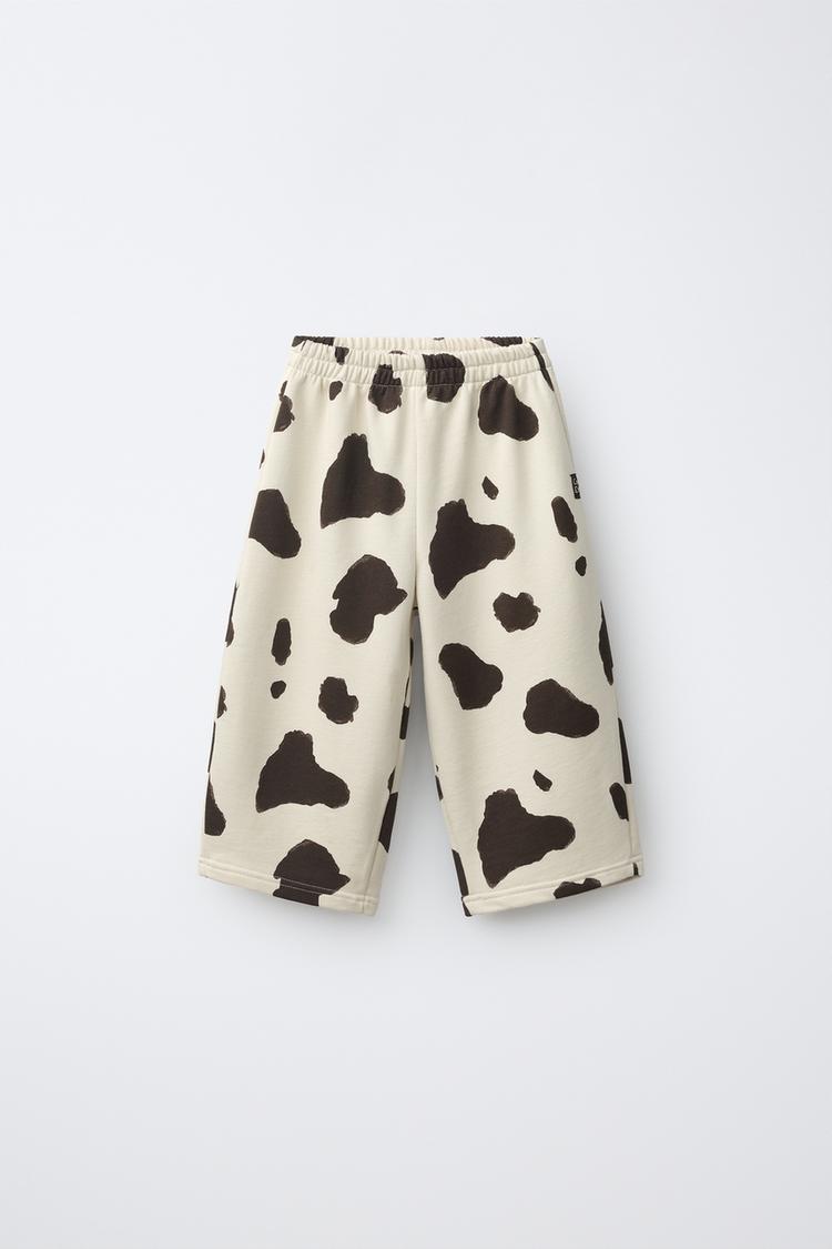 COW PRINT SWEATPANTS — Ecru / Brown