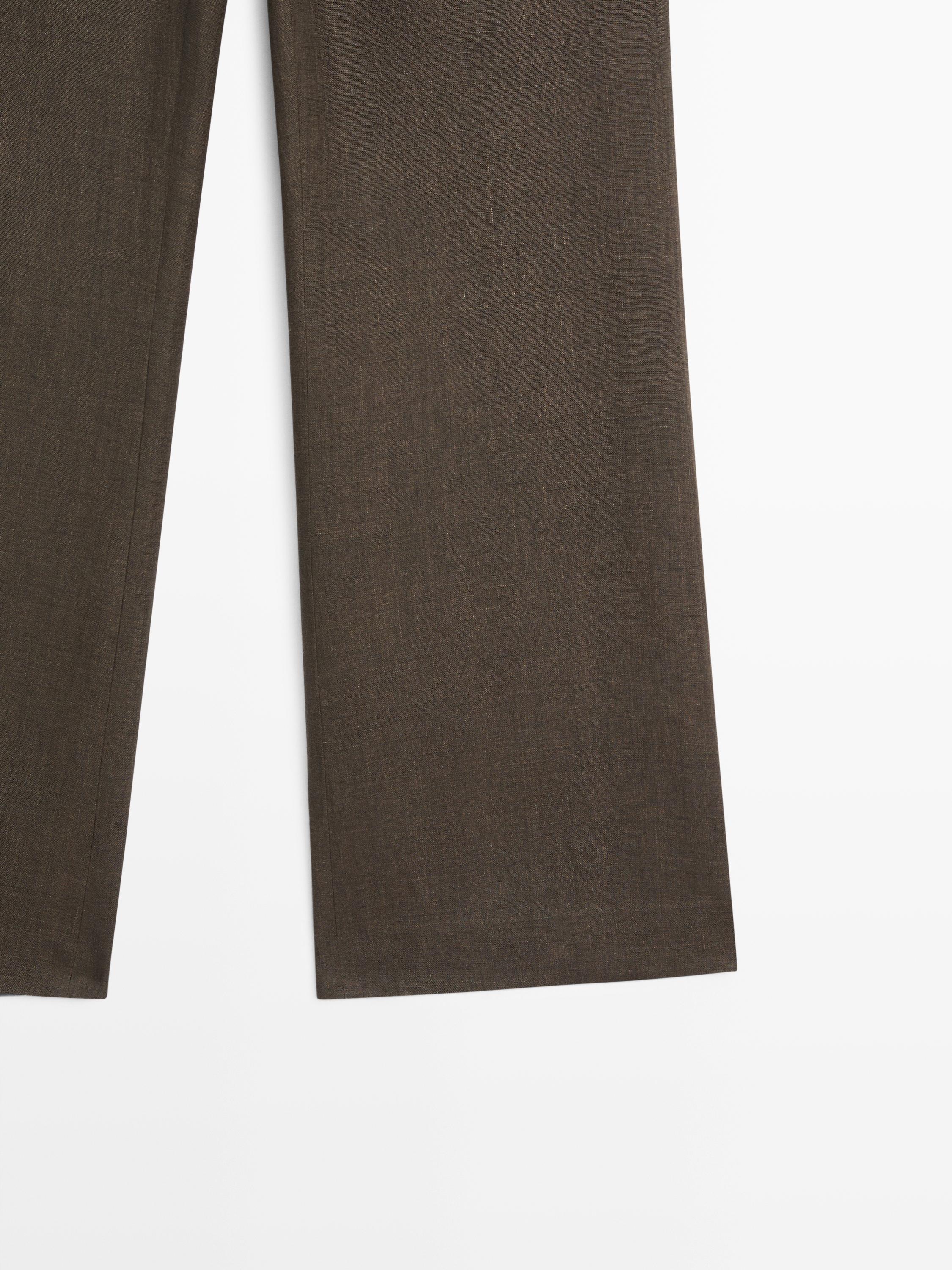 Kick flare cropped linen trousers