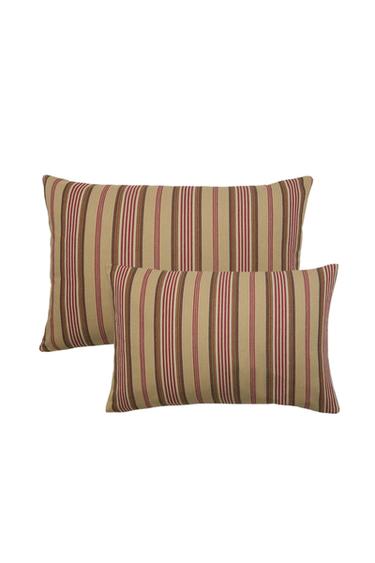 STRIPED TEXTURED COTTON CUSHION COVER | KATHARINE POLE - Ecru / Red by Zara