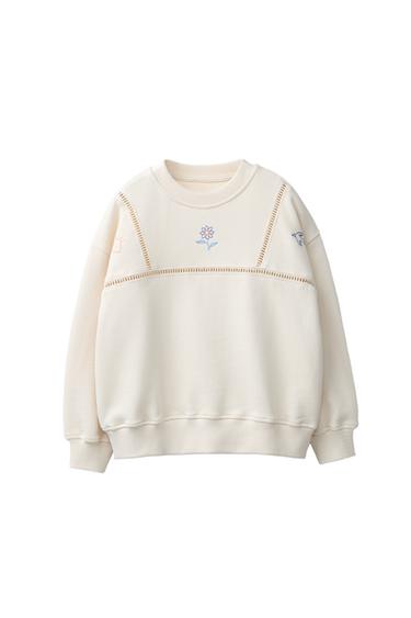 SUDADERA BORDADO ENTREDÓS - Crudo de Zara