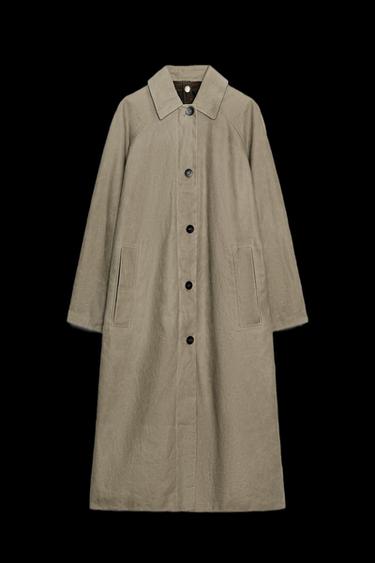 Zara ZW COLLECTION LIMITED EDITION WAXED TRENCH COAT - Light khaki - Image 0