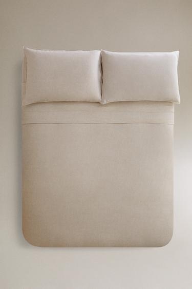 WASHED LINEN DUVET COVER (160 GxM²) - Light beige by Zara - Image 3