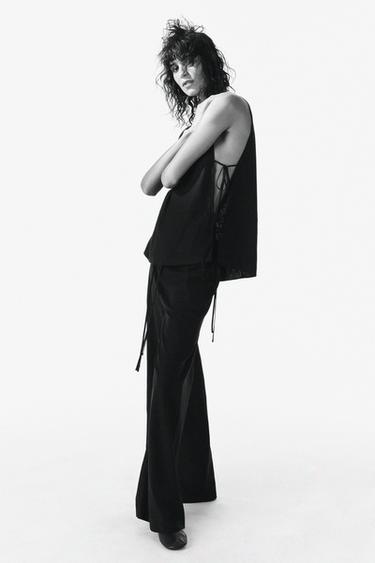 ZW COLLECTION LINEN BLEND TOP - Black by Zara
