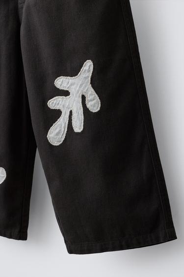 PANTALON PIÈCES FEUILLES - Marron de Zara - Image 3