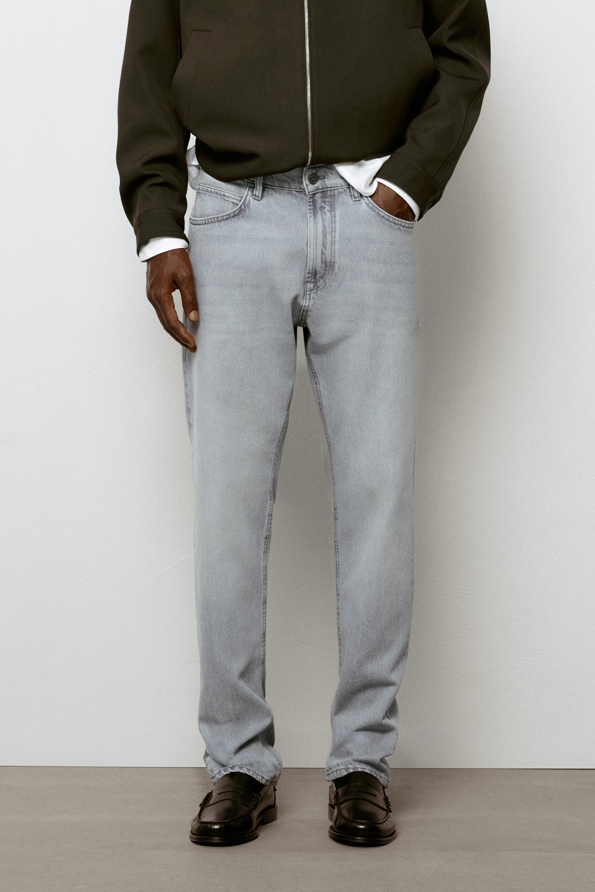 Stonewashed tapered-fit jeans — Gray marl