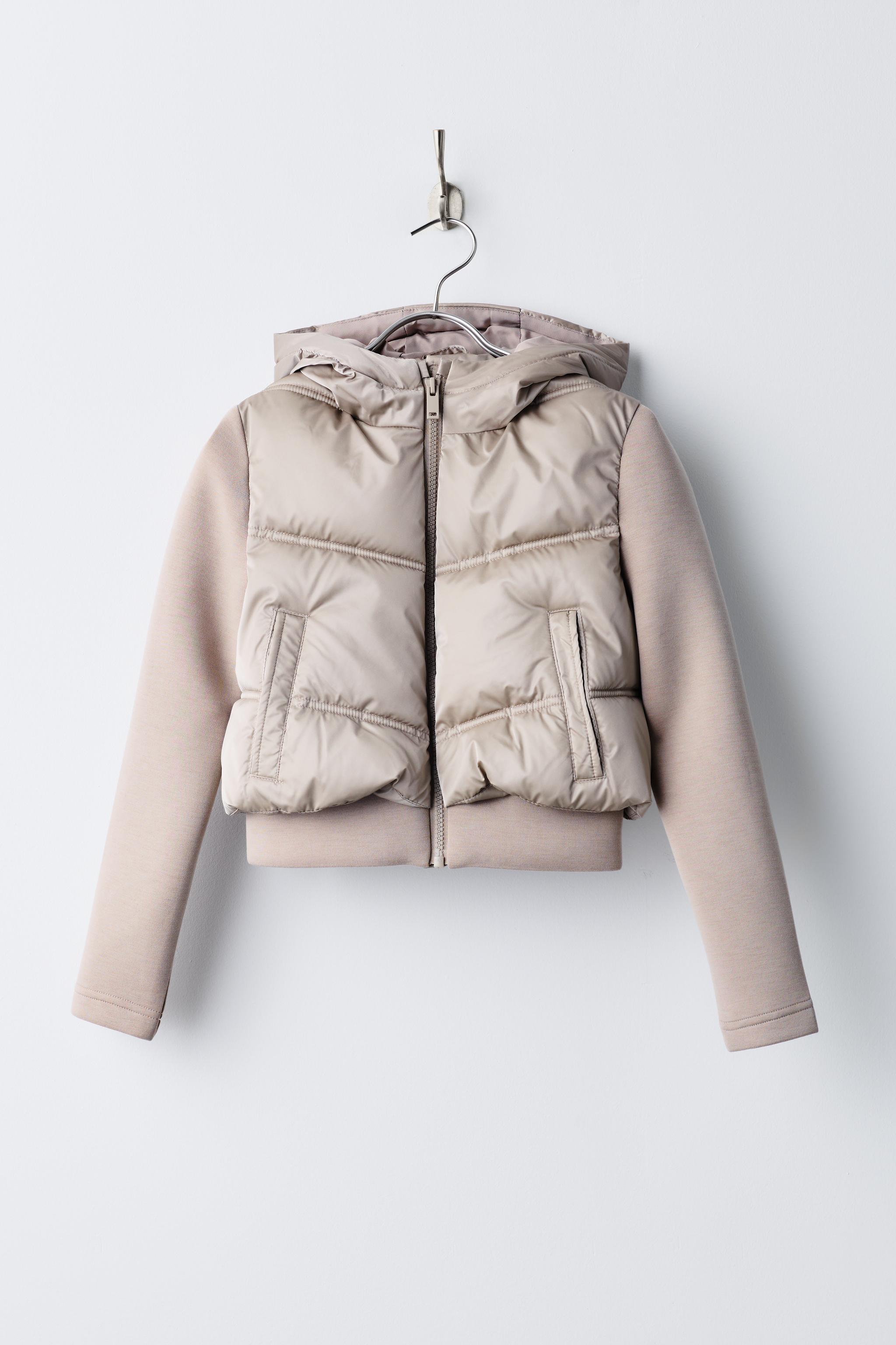 QUILTED HOODED JACKET — Soft gold