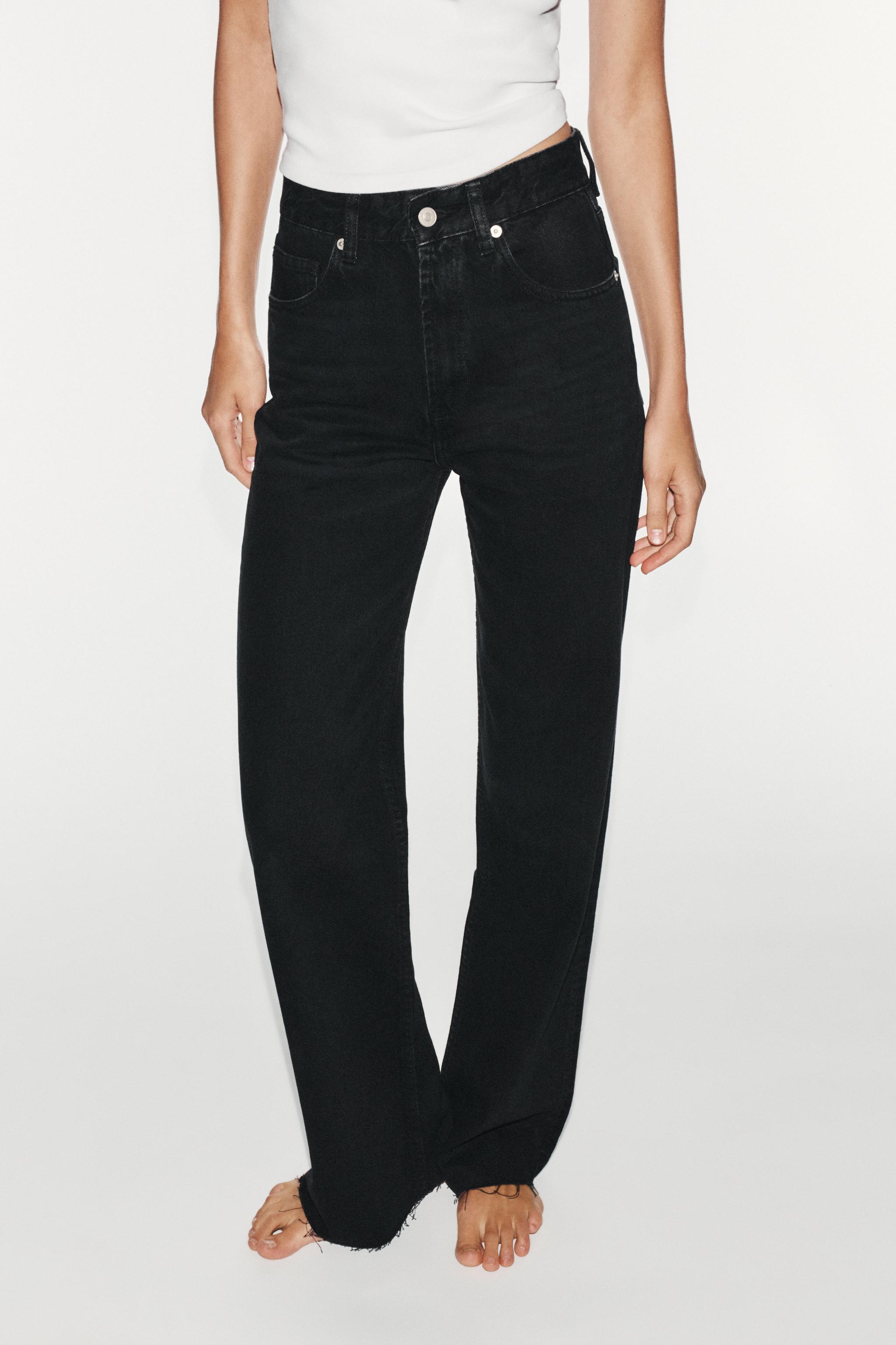 TRF HIGH-RISE WIDE LEG JEANS — Black
