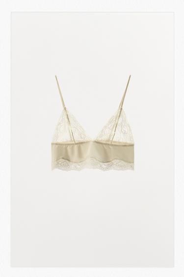 BRALETTE CON ALGODÓN ENCAJE - Crudo de Zara