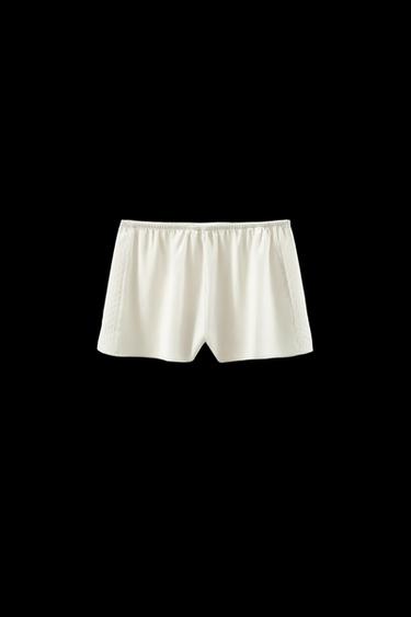 Zara SATIN PAJAMA SHORTS - Oyster-white - Image 0