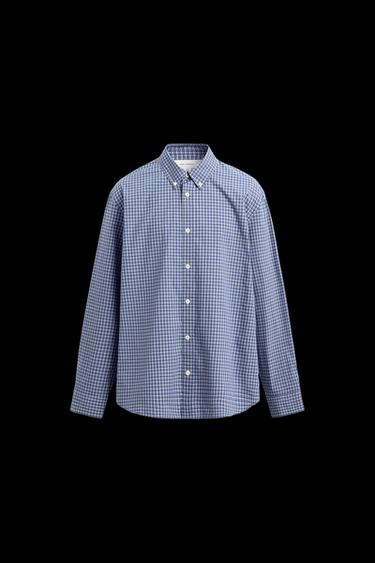 Zara REGULAR FIT CHECKED SHIRT - Blue