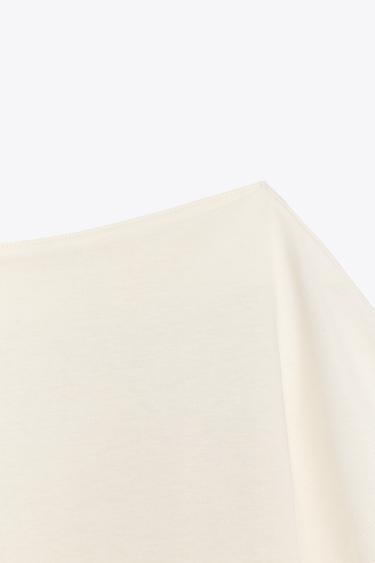 BOAT NECK COTTON T-SHIRT - Ecru by Zara - Image 5
