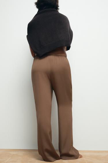 100% SILK TROUSERS - Brown by Zara - Image 4