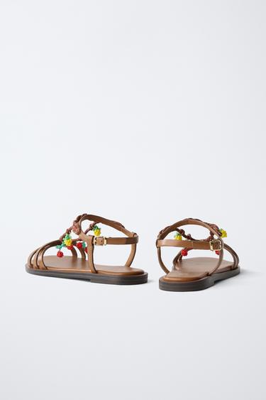 STRAPPY SANDALS WITH FRUIT DETAIL - Brown by Zara - Image 5