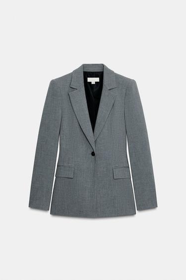 Zara STRUKIRANI SAKO SA JEDNIM DUGMETOM – Siva