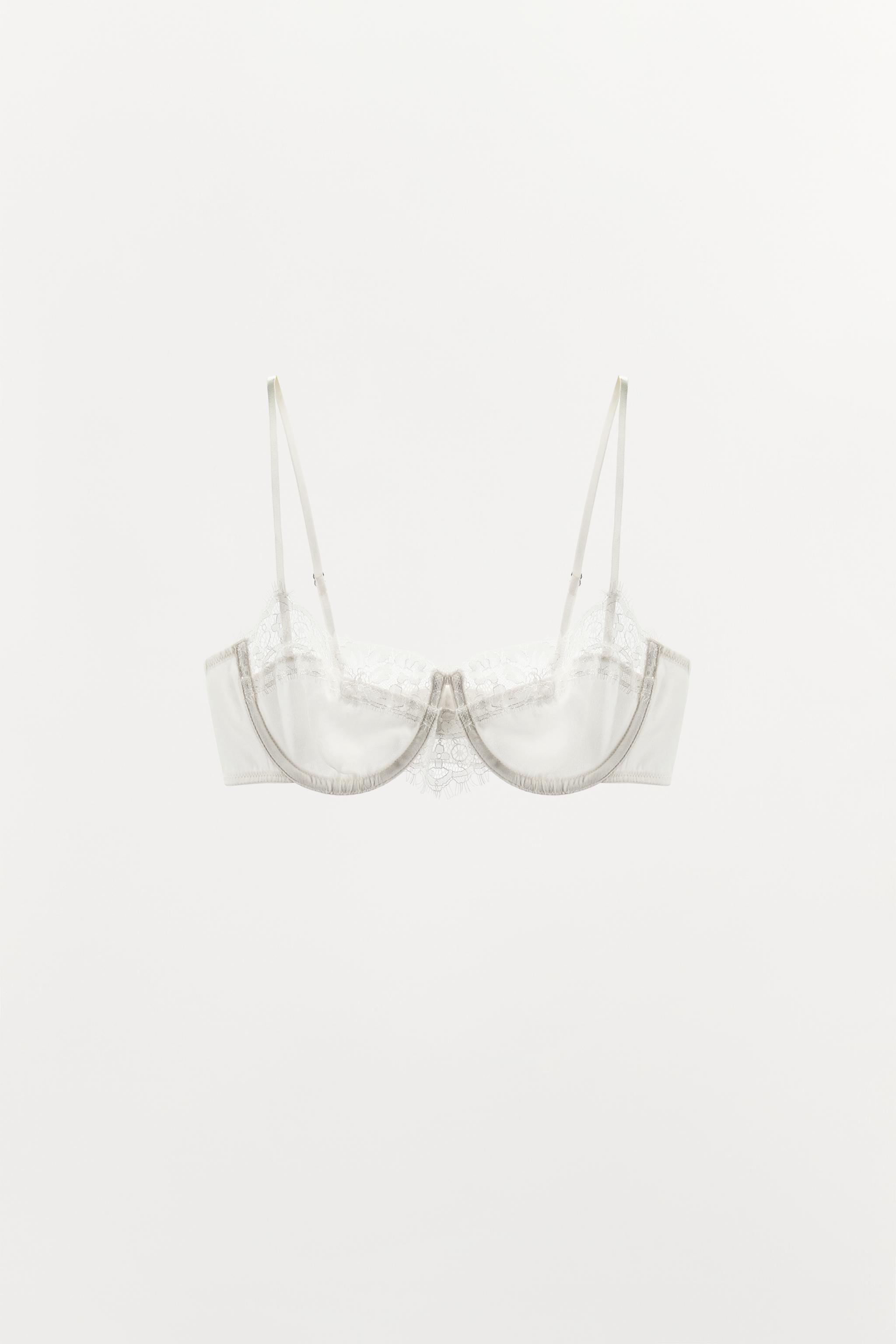 BRALETTE À ARMATURES EN SOIE ET DENTELLE