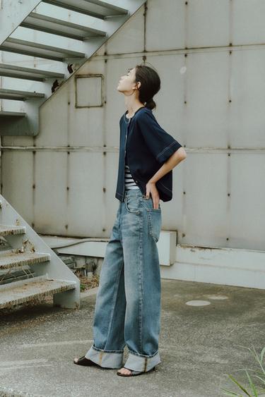JEANS ZW COLLECTION BAGGY 미드라이즈 - Zara 블루