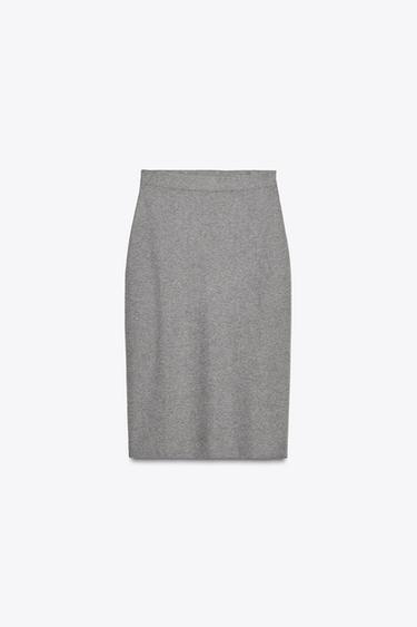 PLAIN KNIT MIDI SKIRT - Grey marl by Zara - Image 0