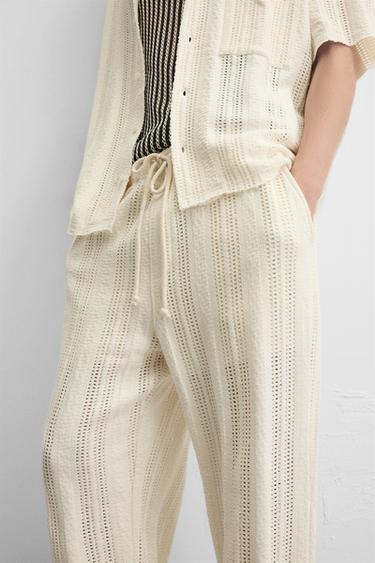 PANTALON STRUCTURE OUVERTE - Écru de Zara - Image 4