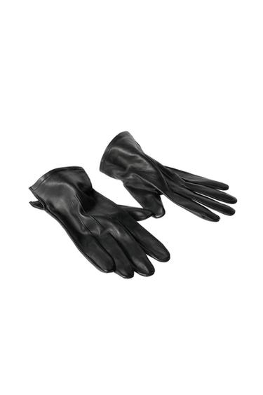 LEATHER STITCHED GLOVES - Black by Zara