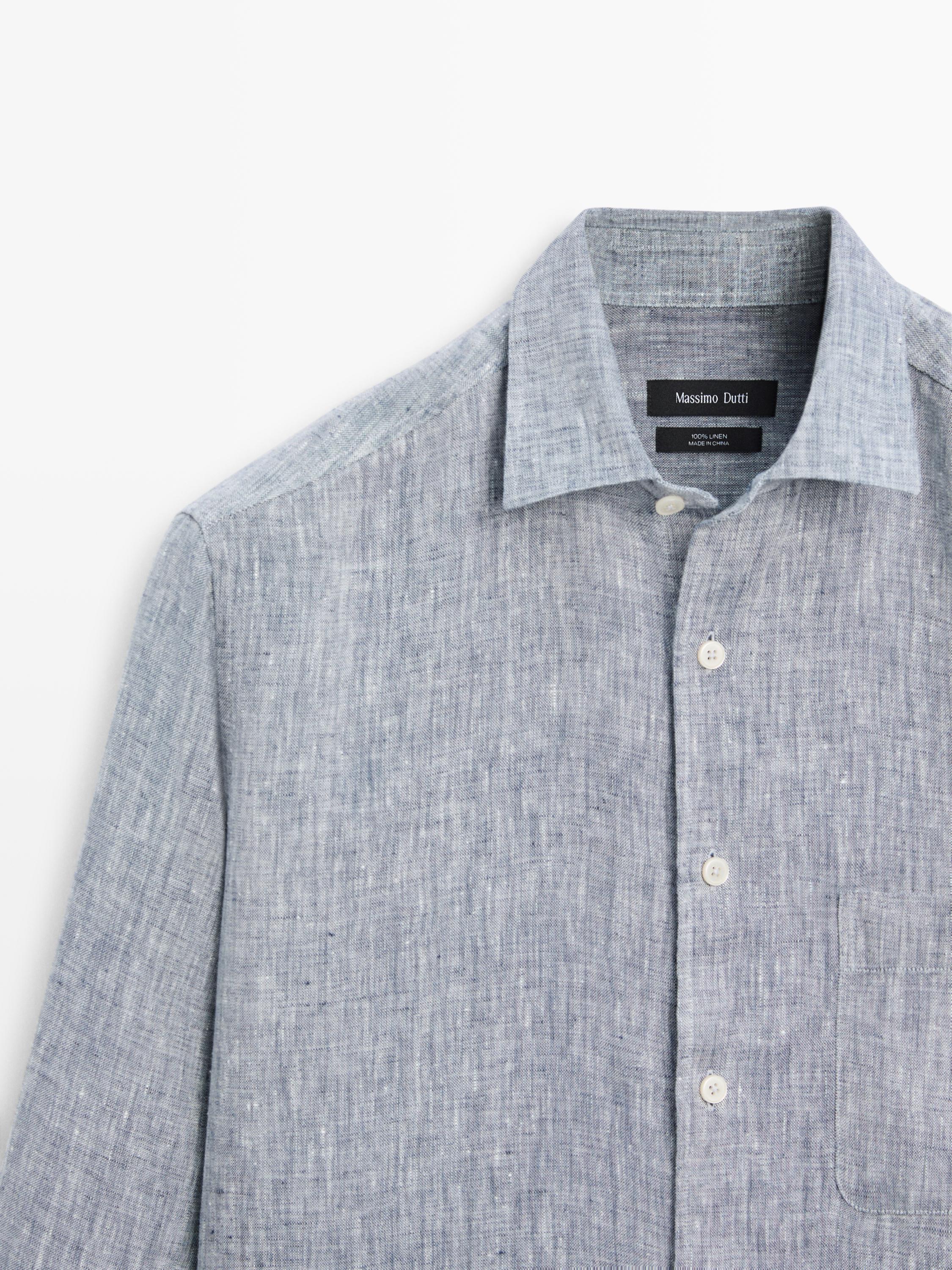 Chemise regular fit poche lin