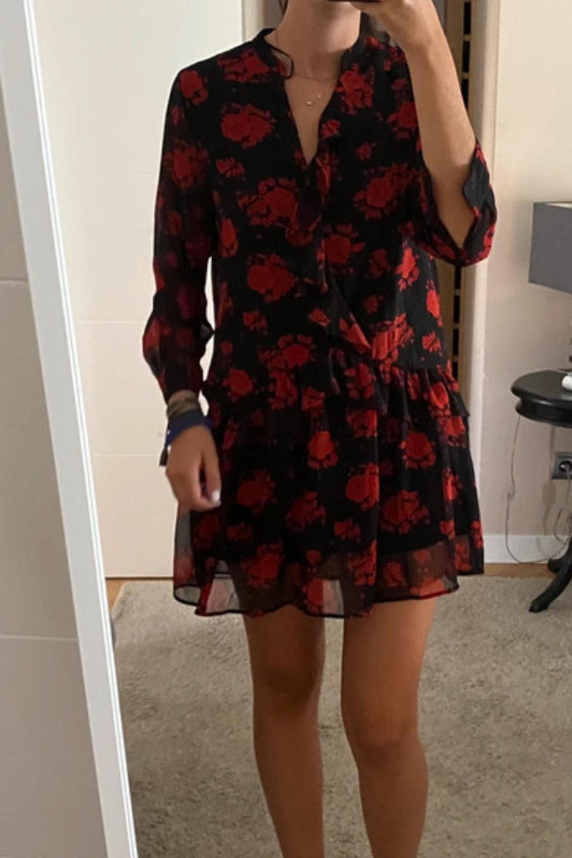 RUFFLED PRINTED DRESS