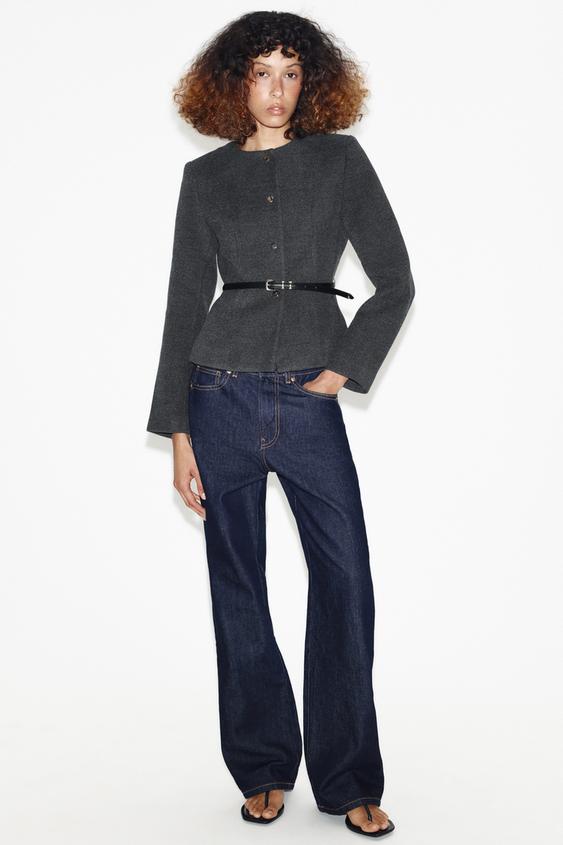 CHAQUETA SOFT CINTURÓN - Gris de Zara - Imagen 0