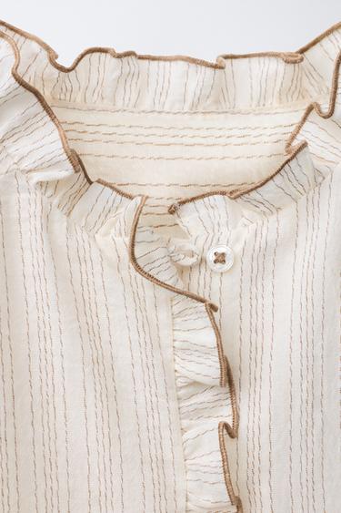 CHEMISE À RAYURES ET VOLANTS BENSIMON ® X ZARA  - Marron clair de Zara - Image 2