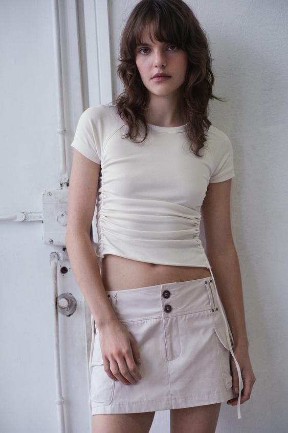 ADJUSTABLE RUCHED T-SHIRT