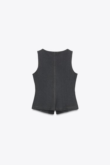 TOP GILET BOUTONS - Noir de Zara - Image 6