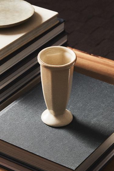 Zara CERAMIC GLASS VASE - White