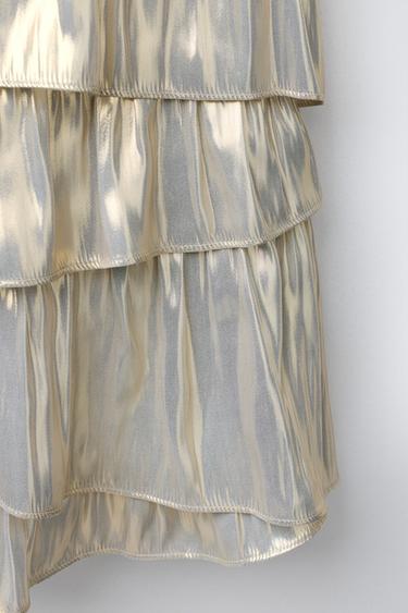 METALLIC EFFECT RUFFLE DRESS - Golden by Zara - Image 3