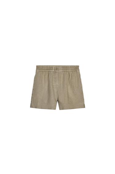 SHORTS LINO 100% ZW COLLECTION - Gris topo de Zara