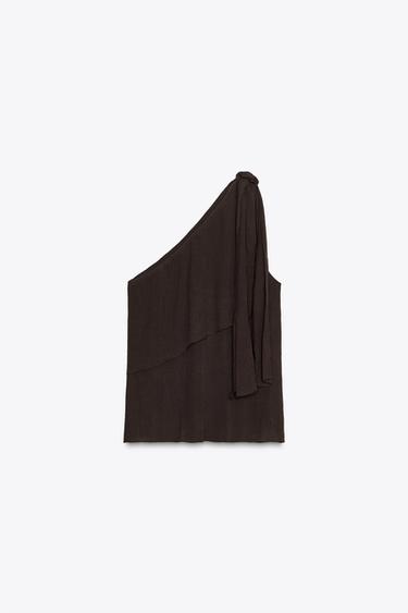 ASYMMETRIC TEXTURED TOP - Chocolate by Zara - Image 0