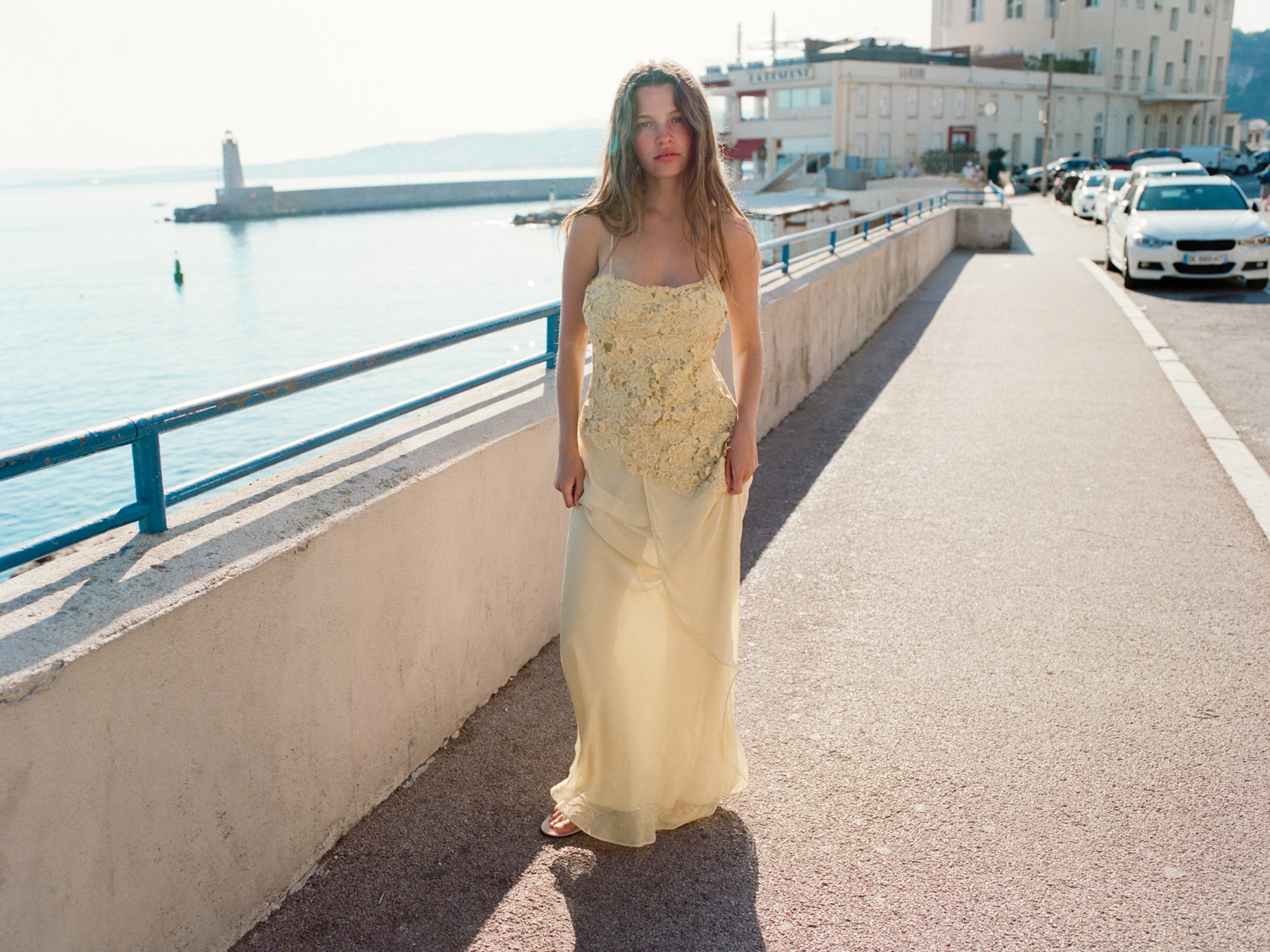 EMBOSSED LACE GEORGETTE DRESS