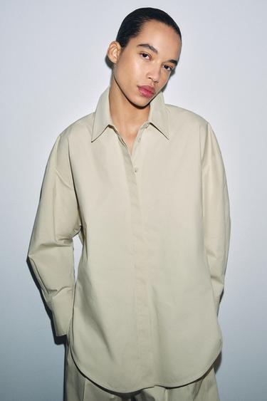Zara ZW COLLECTION LIMITED EDITION OVERSIZED SHIRT - Light beige