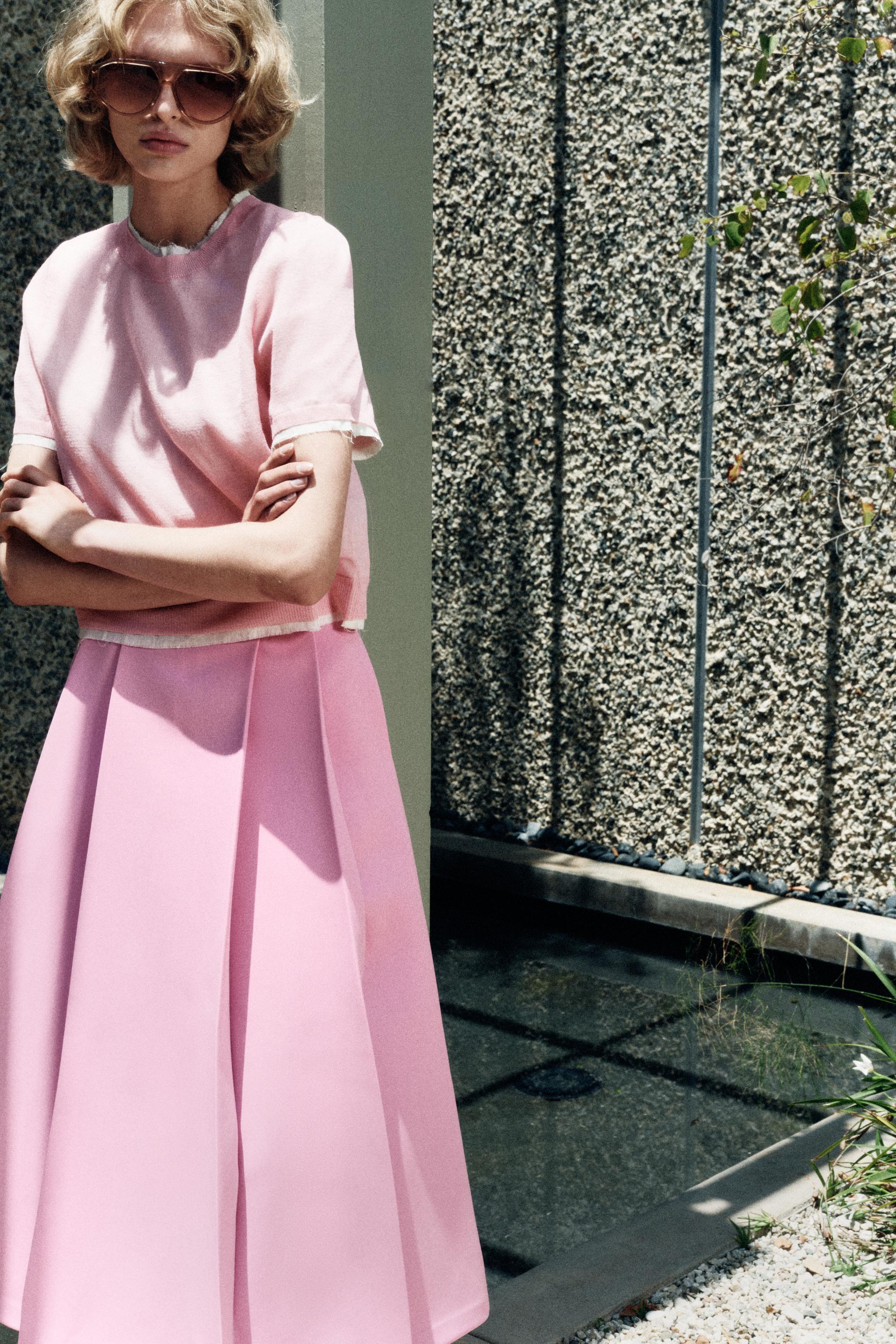 ZW COLLECTION PLEATED LAYERED SKIRT Pink ZARA South Africa