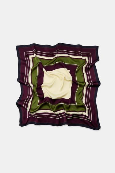 STRIPED PRINT SCARF - Aubergine by Zara - Image 0