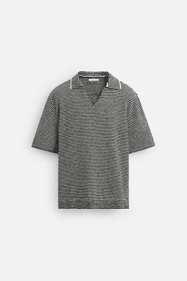 Zara STRIPED KNIT POLO SHIRT - Striped