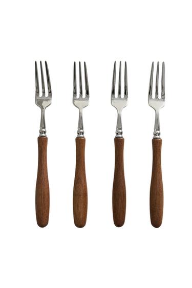 PACK OF BRUNCH FORKS WITH ACACIA WOOD HANDLES (PACK OF 4) - بيج فاتح الخاص بـ Zara