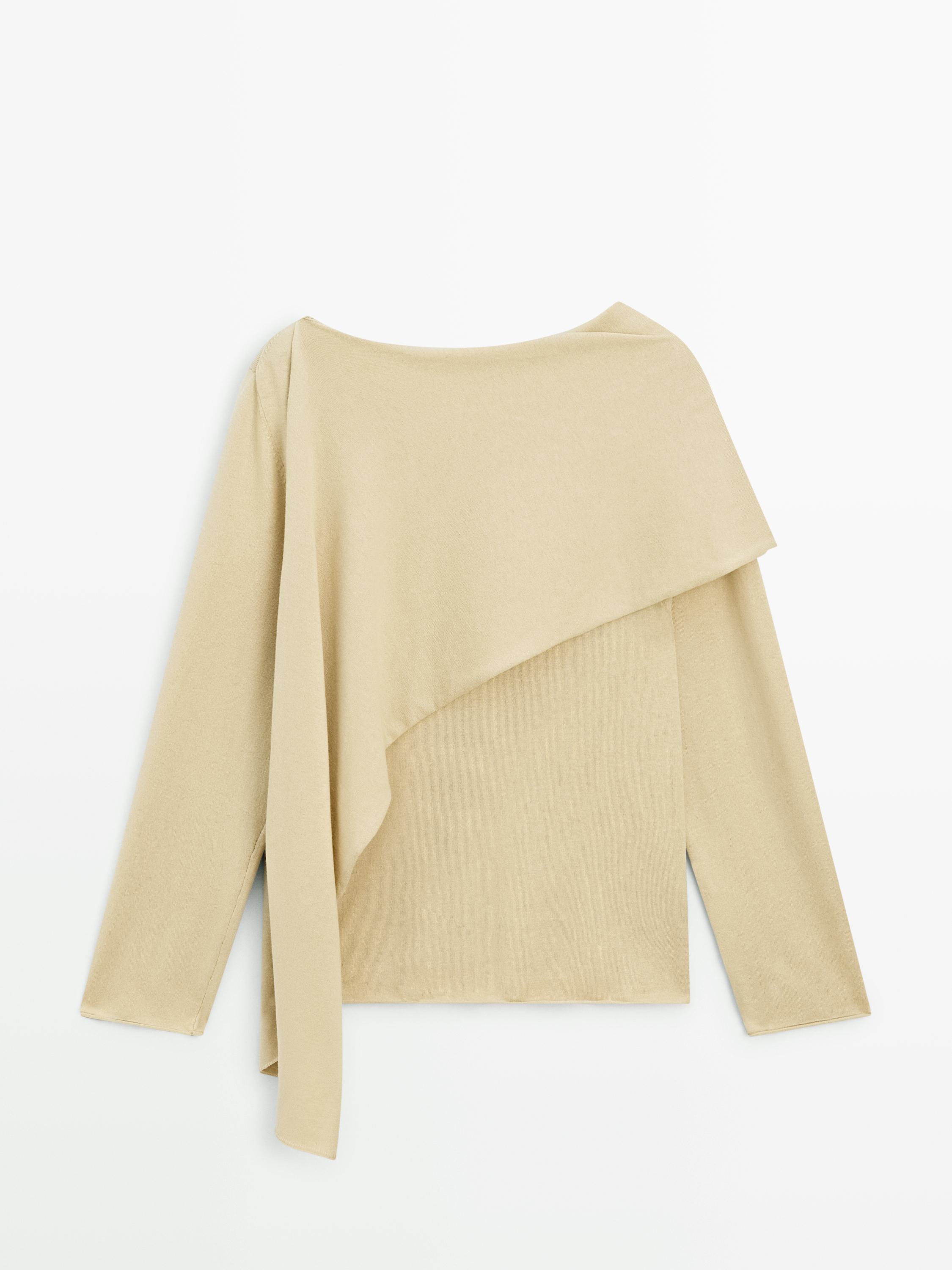 Knit sweater with scarf detail