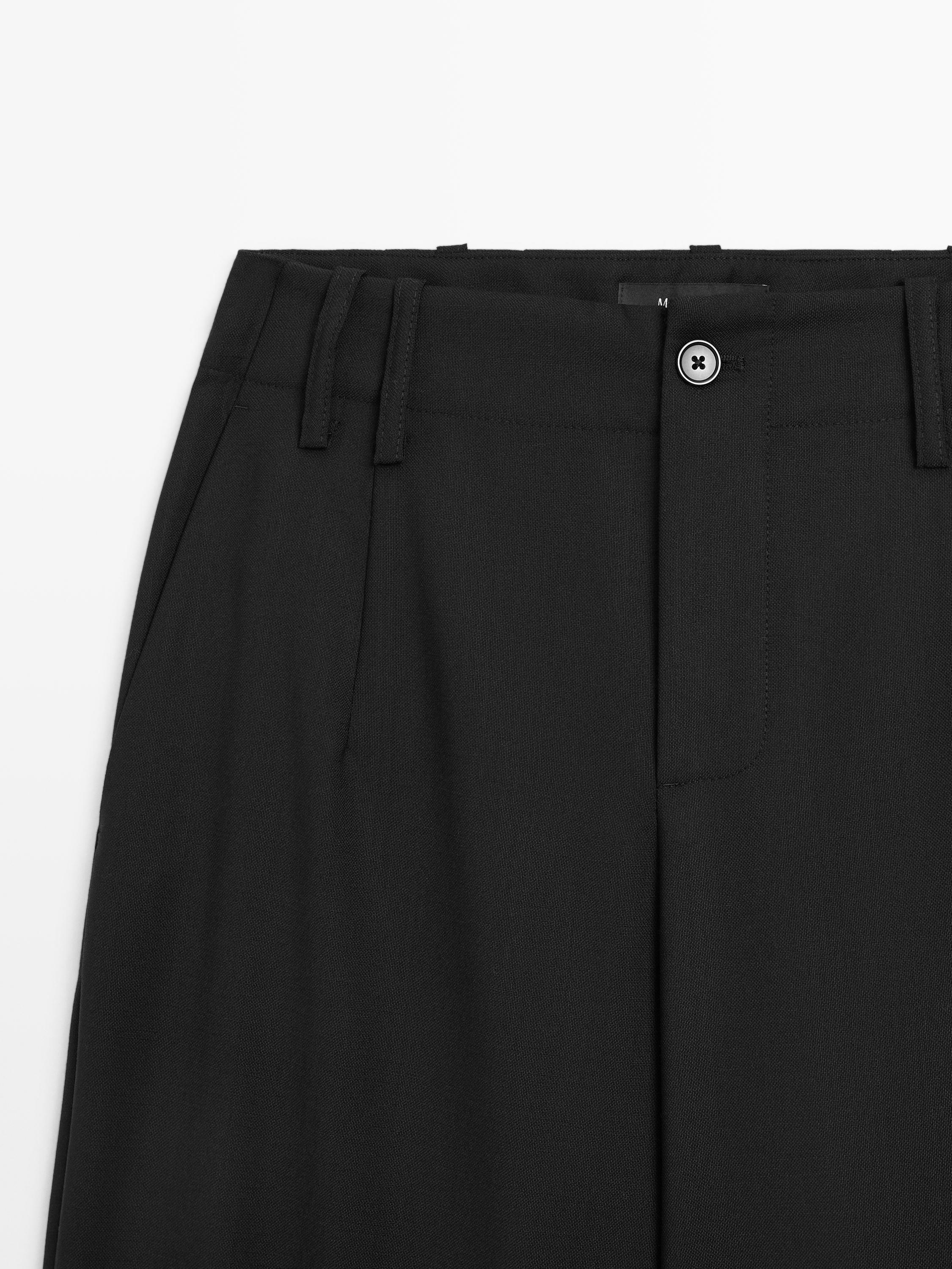 100% wool boyfriend fit trousers