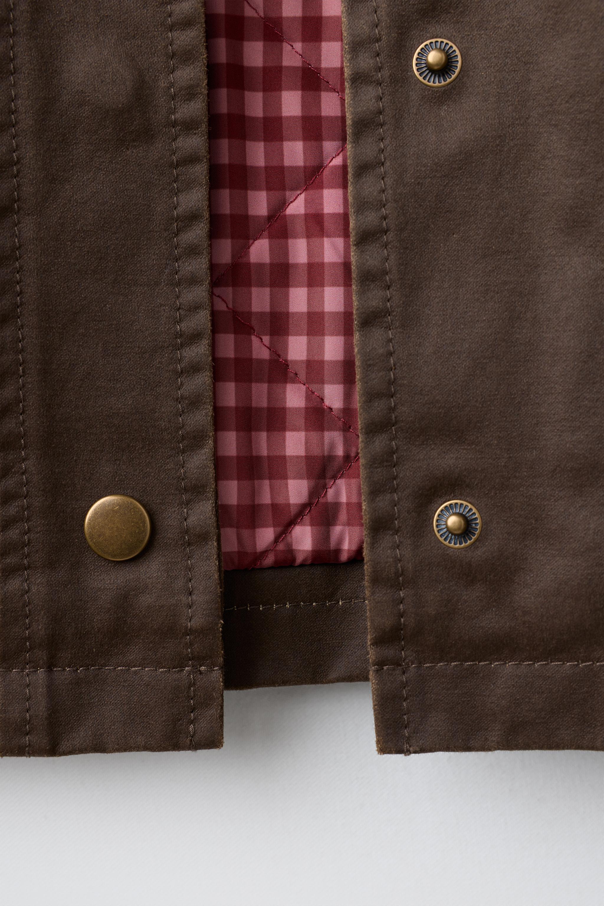 Детские куртки Zara WAXED JACKET WITH CONTRAST COLLAR — фото 8