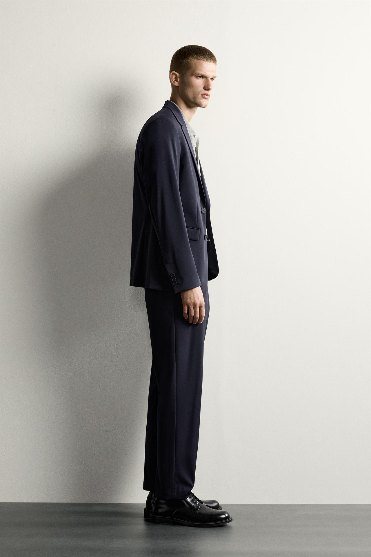 COMFORT SUIT SLIM FIT TROUSERS — navy