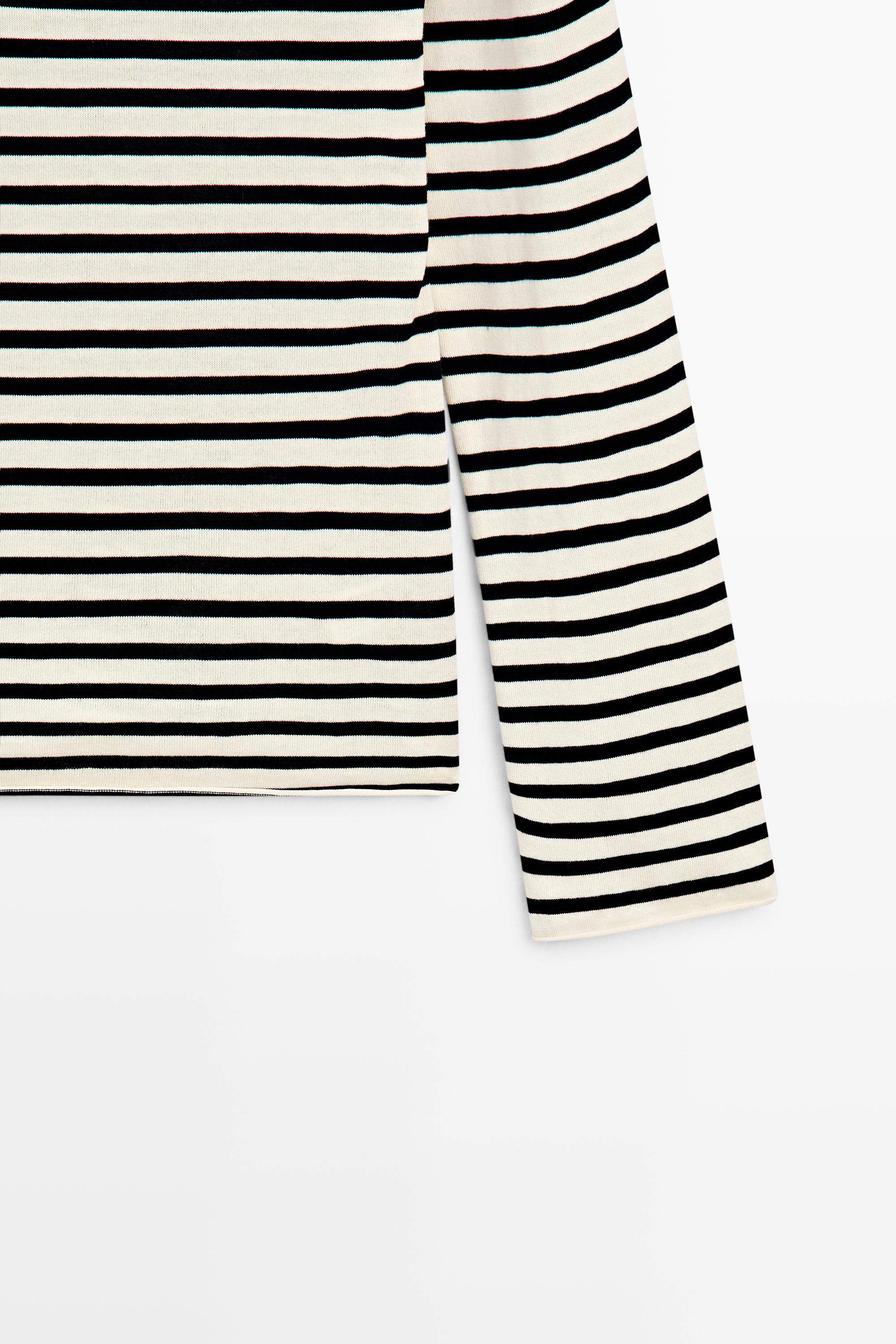 100% cotton long sleeve striped sweater