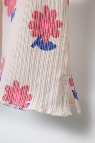 LEGGING FLARE CÔTELÉ IMPRIMÉ - Écru de Zara - Image 3
